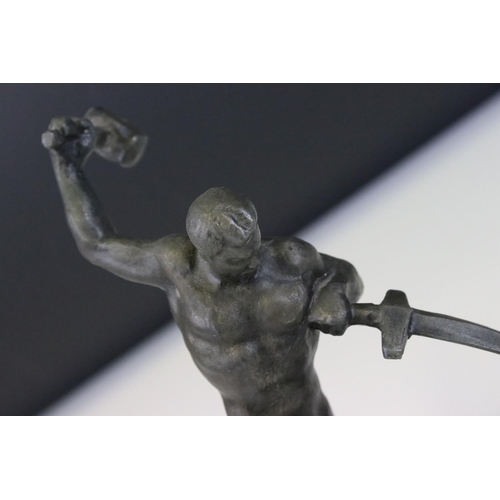140 - Cast Metal Figure of a Swordsmith, 18cms high