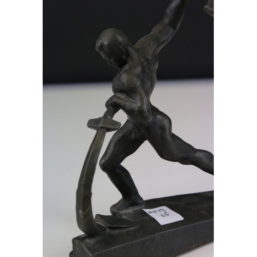 140 - Cast Metal Figure of a Swordsmith, 18cms high