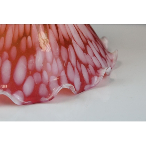 141 - Early 20th century Mottled Glass Light Shade with Frilled Edge, 27cms high