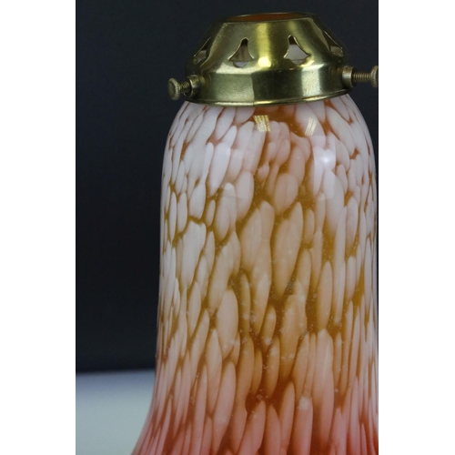 141 - Early 20th century Mottled Glass Light Shade with Frilled Edge, 27cms high