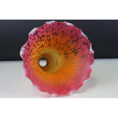 141 - Early 20th century Mottled Glass Light Shade with Frilled Edge, 27cms high