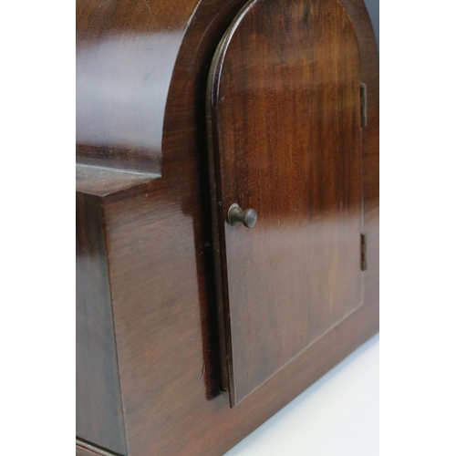 147 - Edwardian Mahogany Inlaid Domed Cased Mantle Clock, the silvered face with Roman Numerals and marked... 