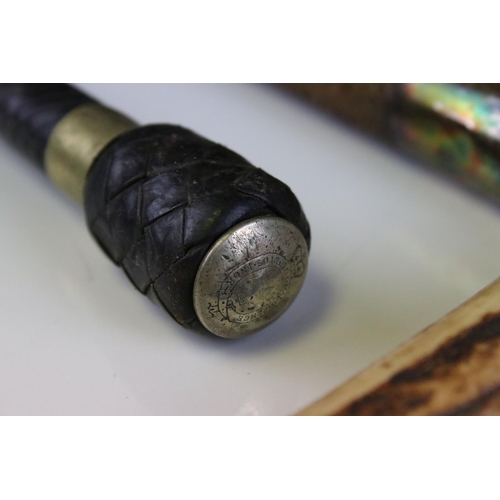 151 - Collection of Four Early 20th Riding / Hunting Crops including Three with Antler Handles and one wit... 