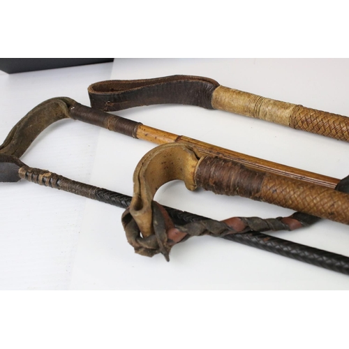 151 - Collection of Four Early 20th Riding / Hunting Crops including Three with Antler Handles and one wit... 