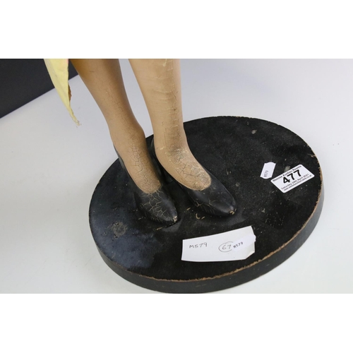 477 - A mid 20th century artist posed model of a lady in dress mounted on plinth.
