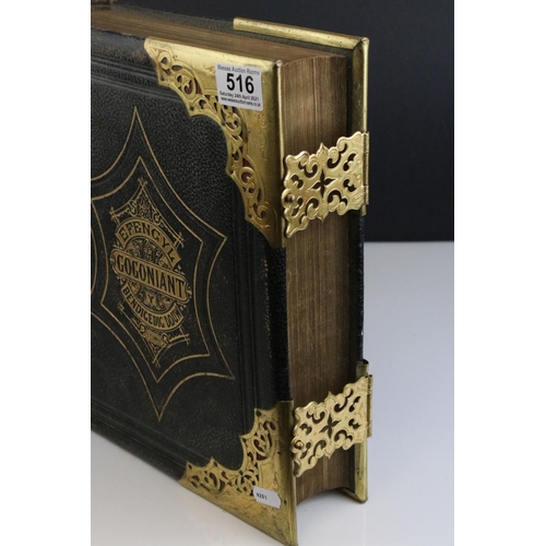 516 - Two antique welsh bibles to include a 1770 example together with a brass bound illustrated example.