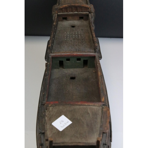 61 - 19th century Copper and Brass Tea Urn with swing ebonised handle, 39cms high