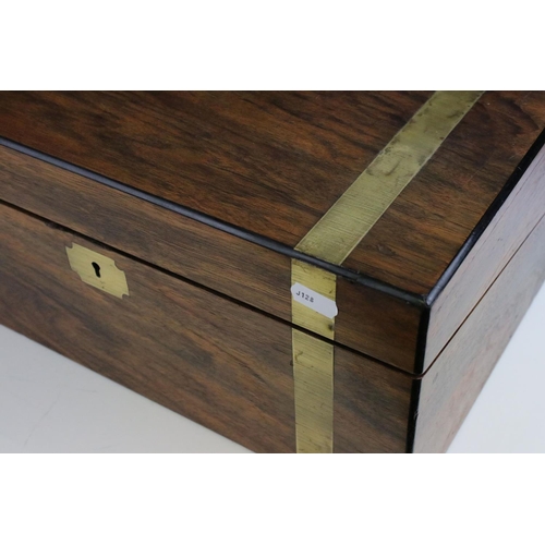 65 - 19th century Mahogany and Brass Bound Writing Slope Box, 40cms wide x 18cms high