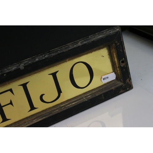77 - Early 20th century Brass Sign ' Precio Fijo ' (Fixed Price), Framed and Glazed, 55cms x 11cms