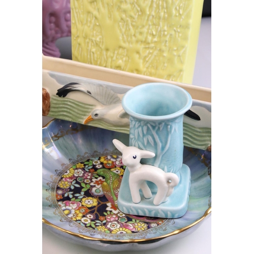 80 - Mixed lot of 20th century Ceramics including Poole Pottery Vase, Sylvac Moulded Vases, Forest of Dea... 