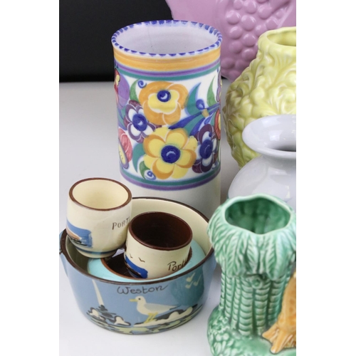 80 - Mixed lot of 20th century Ceramics including Poole Pottery Vase, Sylvac Moulded Vases, Forest of Dea... 