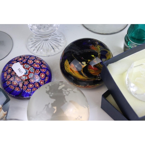 81 - Collection of Glassware including Millefiori Paperweight and other Paperweights, Cut Glass, etc