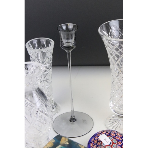 81 - Collection of Glassware including Millefiori Paperweight and other Paperweights, Cut Glass, etc