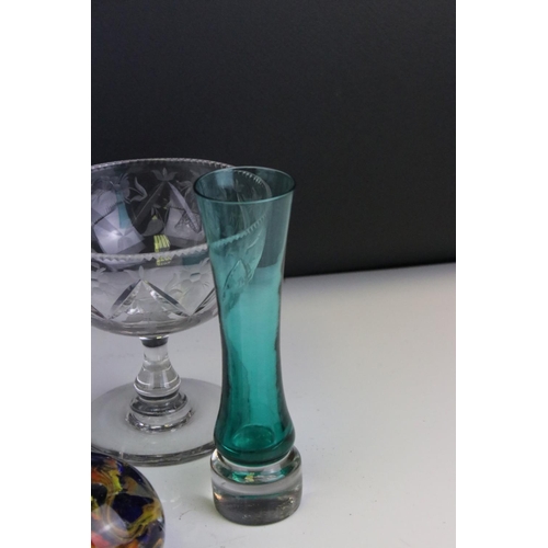 81 - Collection of Glassware including Millefiori Paperweight and other Paperweights, Cut Glass, etc