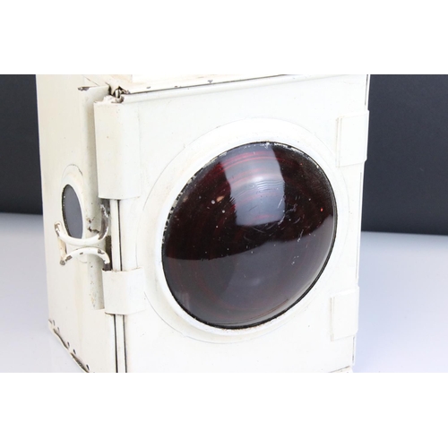 89 - Pair of British Rail Railway Lamps with red bullseye glass lenses, one stamped BR (W) and the other ... 