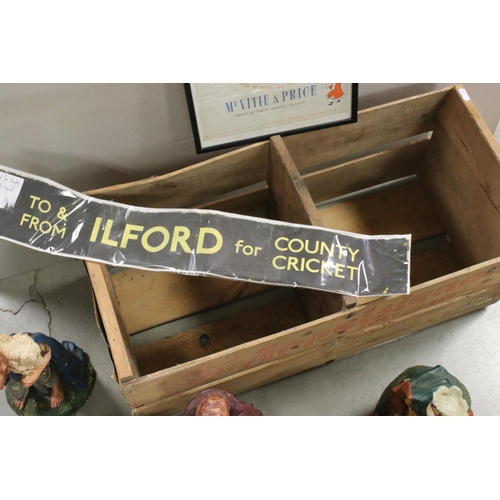 92 - Vintage Wooden ' Oranges ' Crate together with Mid 20th century McVitie & Price Advertising Print, I... 