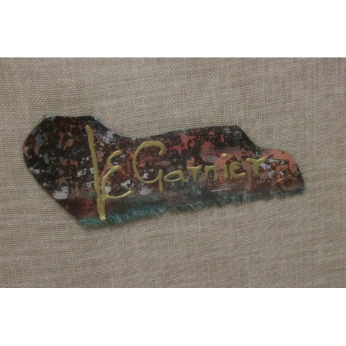 93 - A large framed and glazed late 20th century art work by Jean Eric Garnier depicting a representation... 