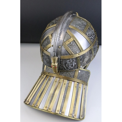 96 - Replica Sutton Hoo Helmet on Stand, 40cms high