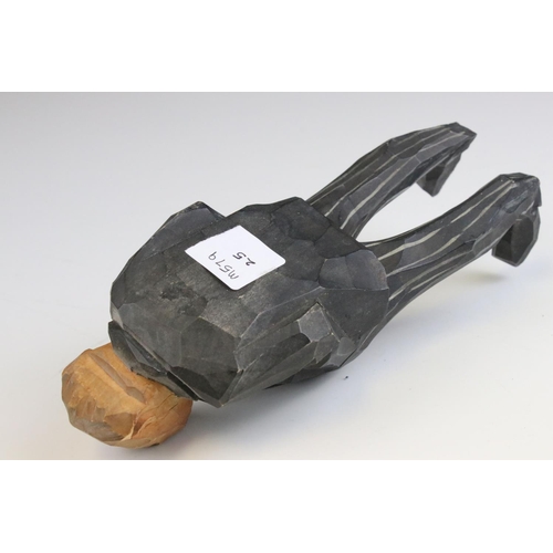 98 - Carved Wooden Figure of Winston Churchill, 20cms high