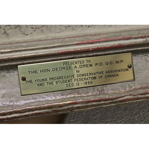 99 - Tom Roberts (Canadian 1909 - 1998), Oil on Board of a University? with presentation plaque presented... 