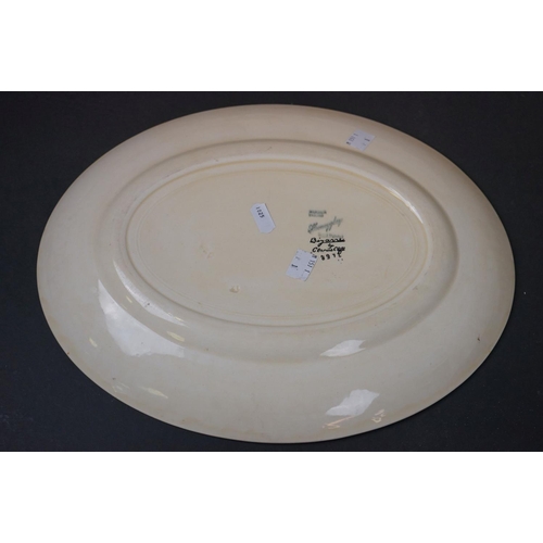 388 - A vintage ceramic wash basin and jug together with two Clarice Cliff Bizarre pattern platters.