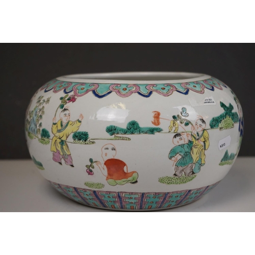 406 - A pair of large Chinese squat vases with character marks to base.