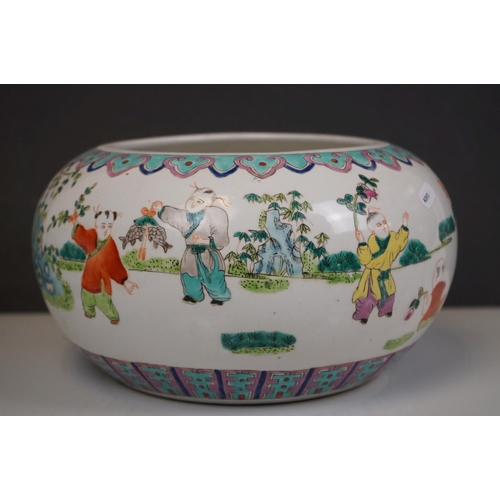 406 - A pair of large Chinese squat vases with character marks to base.