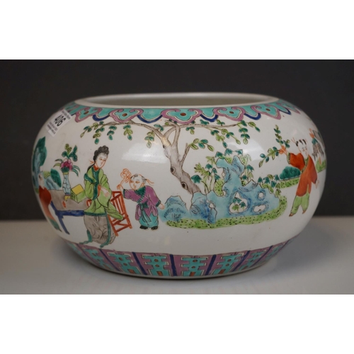 406 - A pair of large Chinese squat vases with character marks to base.