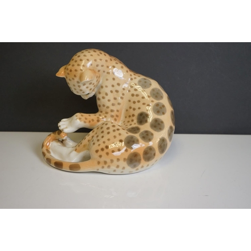 415 - Four Russian Lomonsov figures to include Stag, Tiger Cheetah and Fawn.