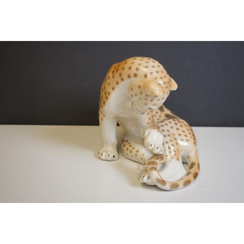 415 - Four Russian Lomonsov figures to include Stag, Tiger Cheetah and Fawn.