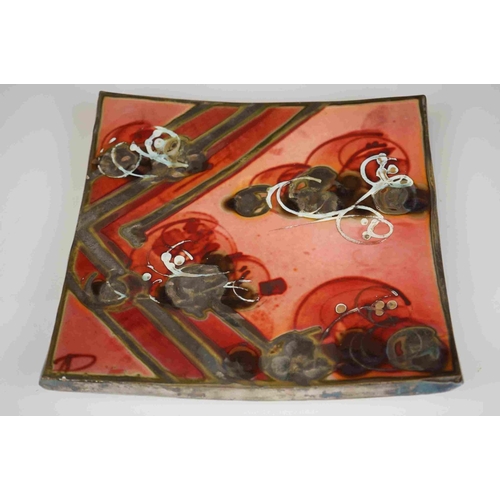 421 - A Sitzendorf wall pocket with cherub Decoration, two floral wall pockets, a ceramic art pottery bowl... 