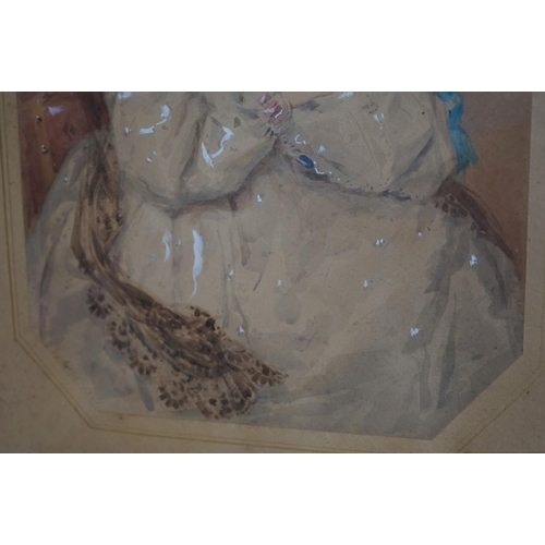 155a - Early 19th century English School Watercolour Portrait of a Lady holding a Child, unsigned, image 23... 