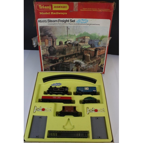 13 - Three boxed Triang Hornby OO gauge train sets to include The Blue Pullman, RS607 Local Passenger Set... 