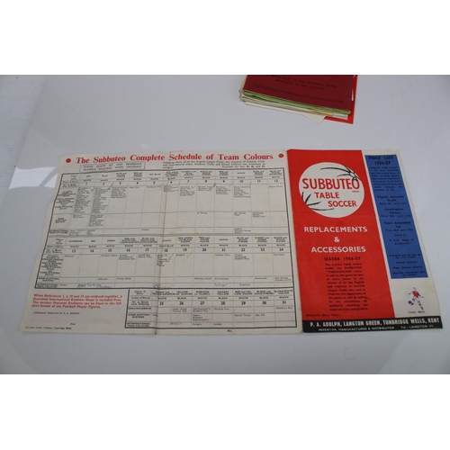 209 - Subbuteo - Group of circa 1950/60s accessories to include goals, corner flags, cloth pitch, ephemera... 