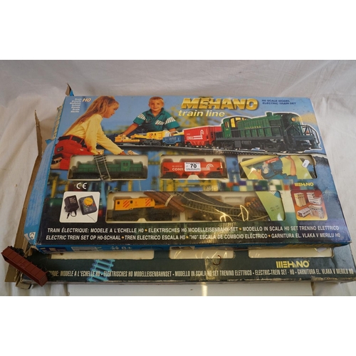 70 - Three boxed HO Gauge train sets to include 2 x Mehano  (356 Train Line & 357 Train Line) and Jouef 7... 