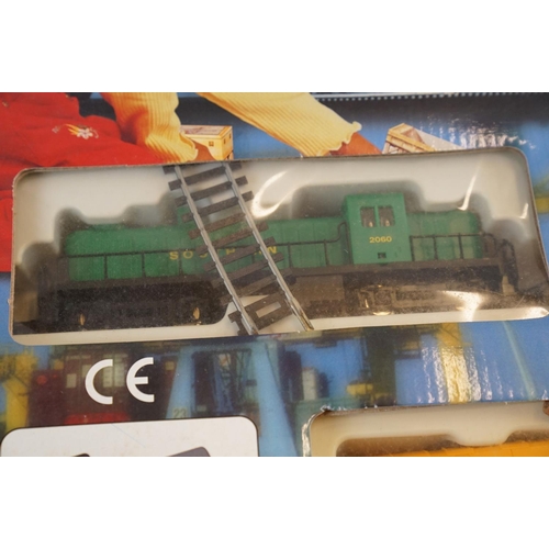 70 - Three boxed HO Gauge train sets to include 2 x Mehano  (356 Train Line & 357 Train Line) and Jouef 7... 