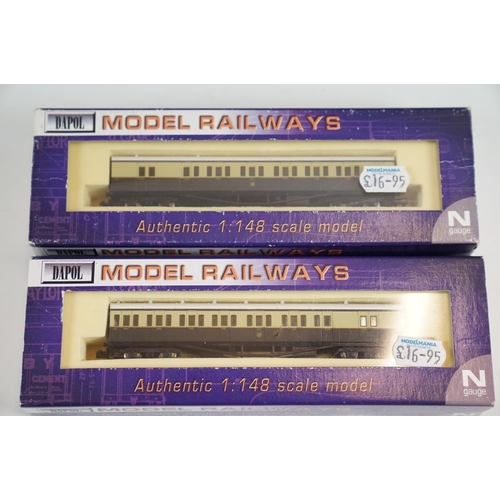 90 - Three boxed N gauge engine / rolling stock to include 2 x Dapol (NC023 B Set GWR 6736 Revised Bogie ... 