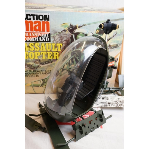 199 - Boxed Palitoy Action Man Transport Command Assault Copter plus a quantity of play worn Action Man fi... 