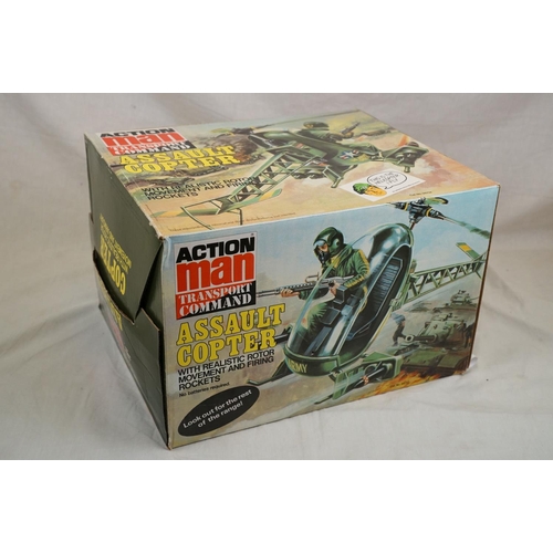 199 - Boxed Palitoy Action Man Transport Command Assault Copter plus a quantity of play worn Action Man fi... 