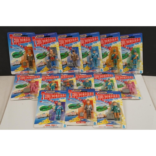202 - 15 Carded Matchbox Thunderbirds figures in vg condition, some duplicated but onto different design c... 