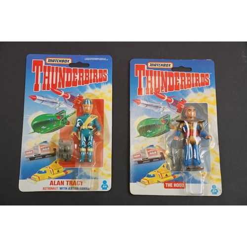 202 - 15 Carded Matchbox Thunderbirds figures in vg condition, some duplicated but onto different design c... 