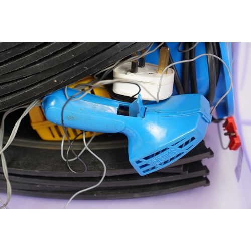 218 - Quantity of Scalextric track, plus five playworn slot cars and two controllers