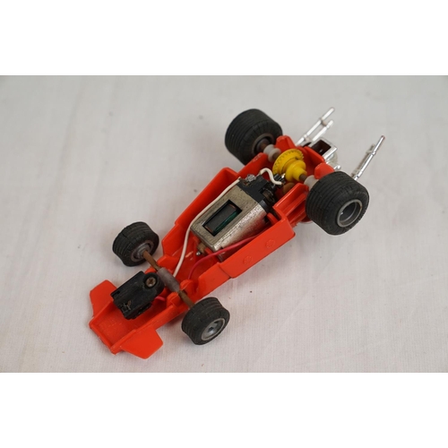 218 - Quantity of Scalextric track, plus five playworn slot cars and two controllers