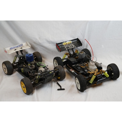 402 - A RC car buggy 1/8 scale Protech Ultrex Evo Nitro 0.21 4WD engine together with a CEN GSR 5.0 Nitro ... 