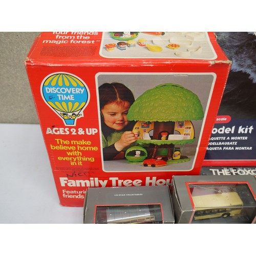 350 - A collection of mixed toys to include a boxed Palitoy Family Tree House, Infrared control helicopter... 
