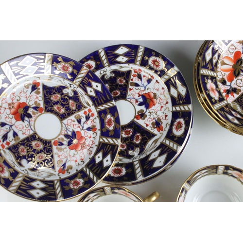 113a - Set of Six Royal Crown Derby Imari Patterned Tea Cups and Saucers together with Royal Crown Derby Bo... 