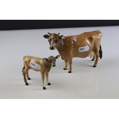 18 - Beswick Jersey Cow ' Ch. Newton Tinkle ' model 1345 and Beswick Jersey Calf, model 1249d