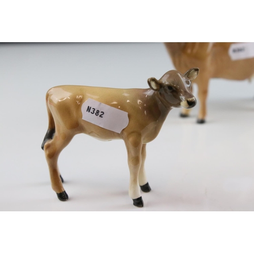 18 - Beswick Jersey Cow ' Ch. Newton Tinkle ' model 1345 and Beswick Jersey Calf, model 1249d