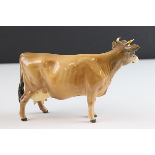 18 - Beswick Jersey Cow ' Ch. Newton Tinkle ' model 1345 and Beswick Jersey Calf, model 1249d