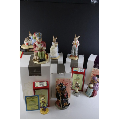 29 - Eight Boxed Ceramic Bunnykin Figures including Five Royal Doulton Classics ( Toy Soldier, Bathnight ... 